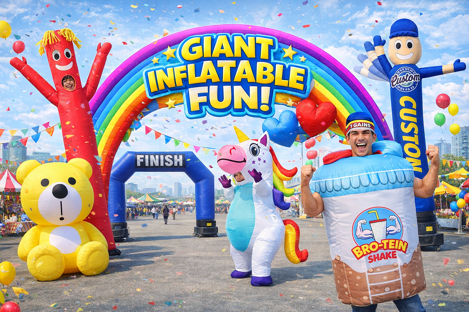 Pesta karnival dengan inflatable air dancer